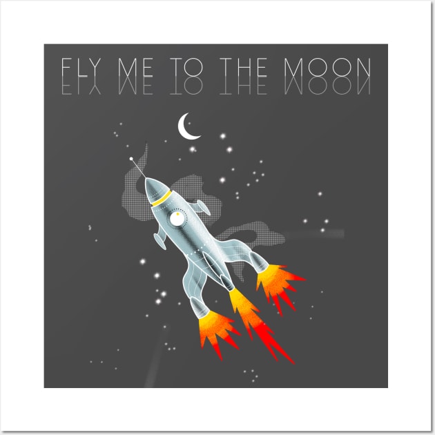 Fly me to the moon Wall Art by Blacklinesw9